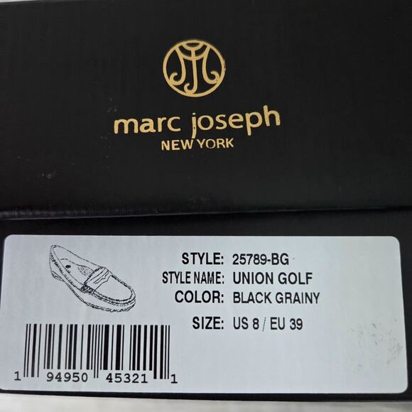 Marc Joseph New York Union Golf Black Grainy Loafer Flat Performance Shoes Sz 8